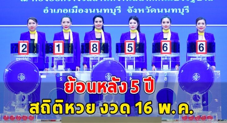 สถิติหวย งวด 16 พ.ค. ย้อนหลัง 5 ปี