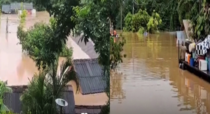 ไทรโยคอ่วมหนัก! ฝนตกต่อเนื่องหลายวัน น้ำท่วมบ้านมิดหลังคาจมบาดาล